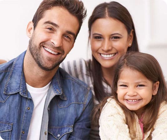 Happy family of three